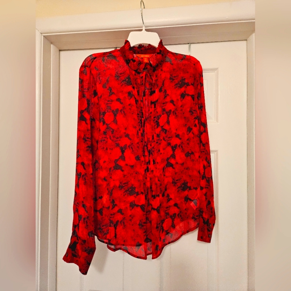 Joe Fresh ruffle collar translucent blouse